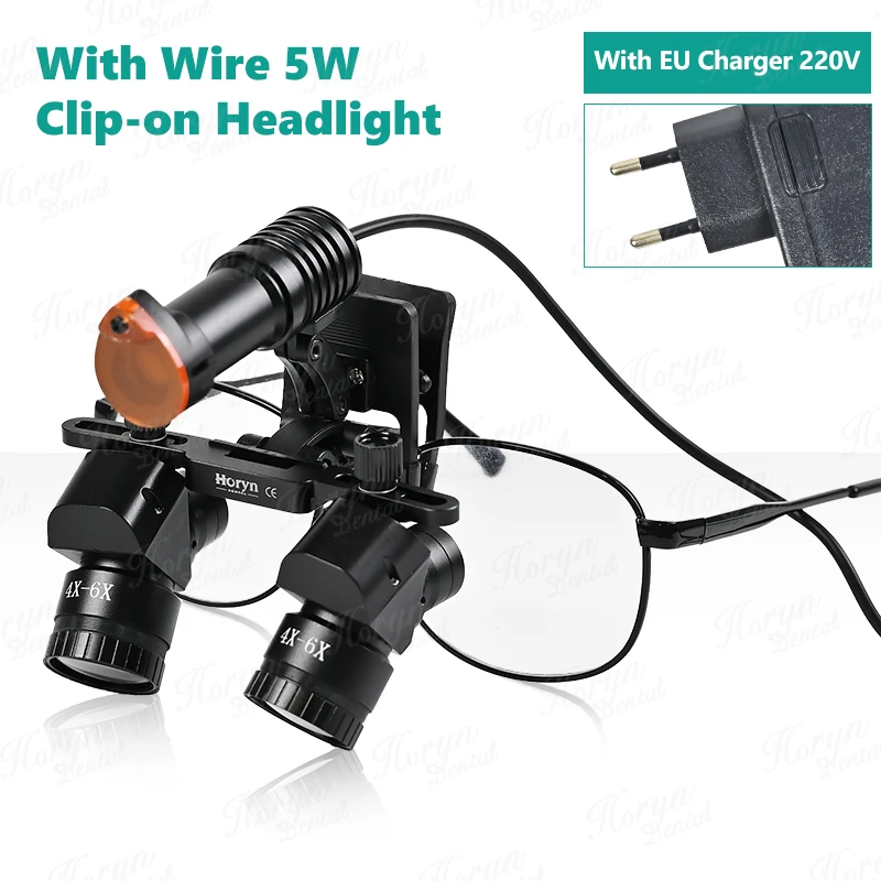 Loupe Dentaire 5X Avec Phare LED - Lentille De Conversion Réglable, Neuve