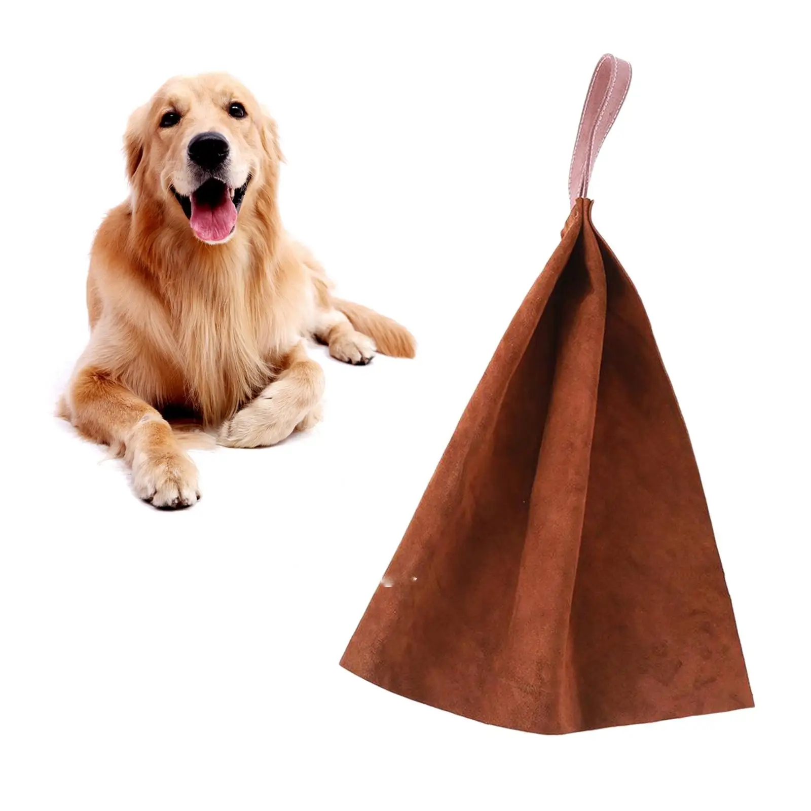 Thick Leather Dog Tug Toy for Training/Play/Gift with Strap Puppy Bite Rag