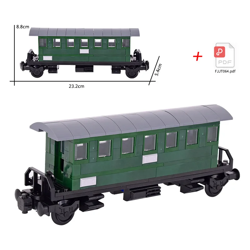 캐리지를 갖춘 MOC 도시 증기 기관차 엔진: DIY 첨단 기술 모듈식 운송 차량 빌딩 블록 세트