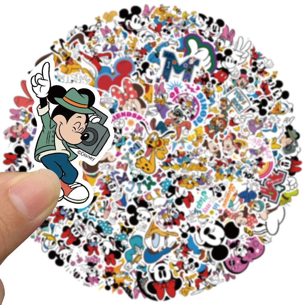 50/100pcs mickey myš minnie myš pluto nálepky kreslený roztomilá obtisky pro děti notebook brašnářské zápisníku jízdní kolo láhev nálepka