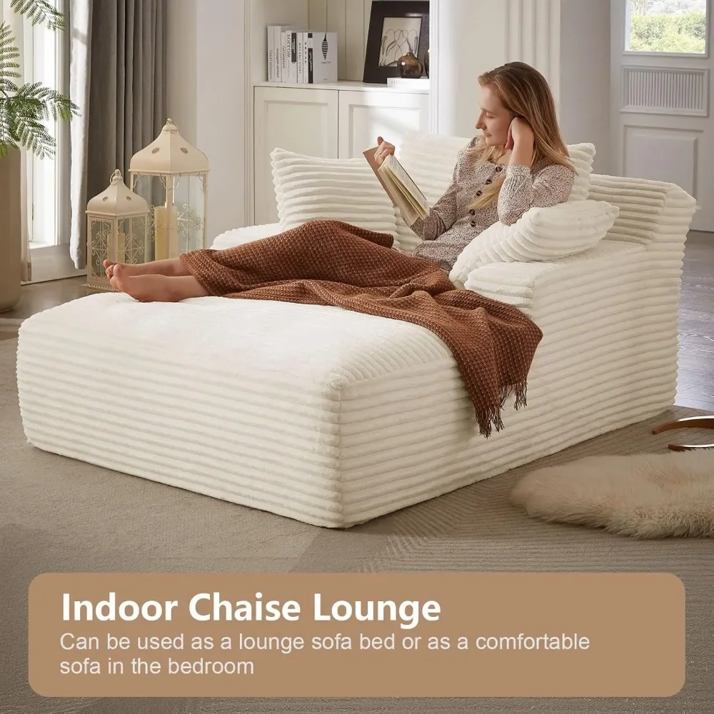 Oversized Chaise Lounge Chair,Corduroy Fabric Single Sofa Chair,Upholstered Lounge Chair with Pillows Suitable for bedrooms
