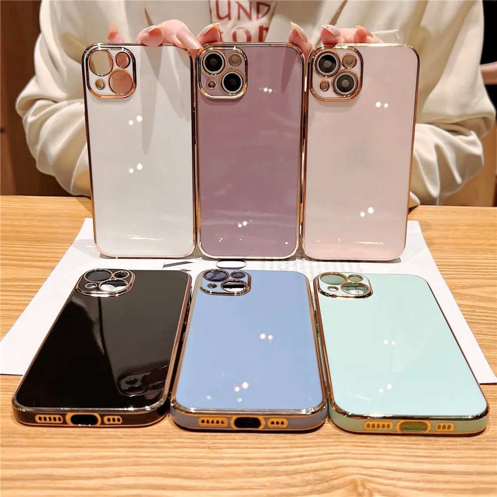 Luxury Plating Silicone Phone Case with Soft TPU Bumper - Full Cover