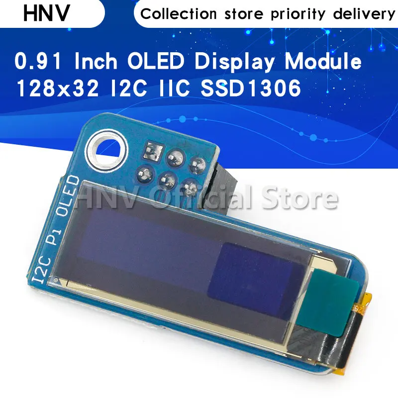 0.91inch Oled 128x32 I2c Iic Ssd1306 Blue Oled Display Module For Rpi ...