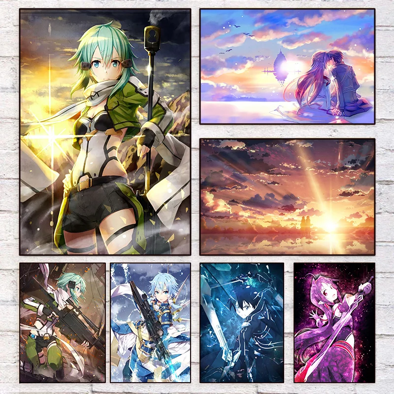 Japanese-Anime-Sword-Art-Online-Poster-Kirito-Sword-Art-Canvas-Printing ...