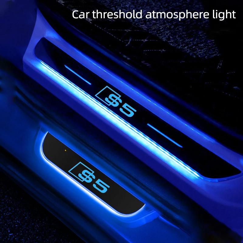 LED Flowing Lights USB Charging For Audi S5 Acrylic Car Door Sill Plate
