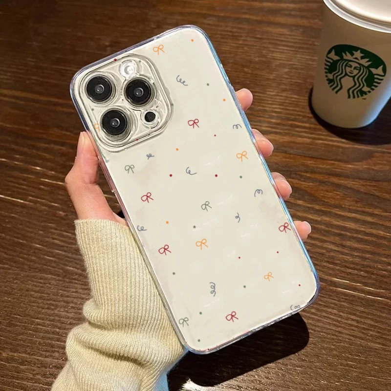 Vibrant Geometry Bowknot Transparent Phone Case - Y2K Silicone Cover