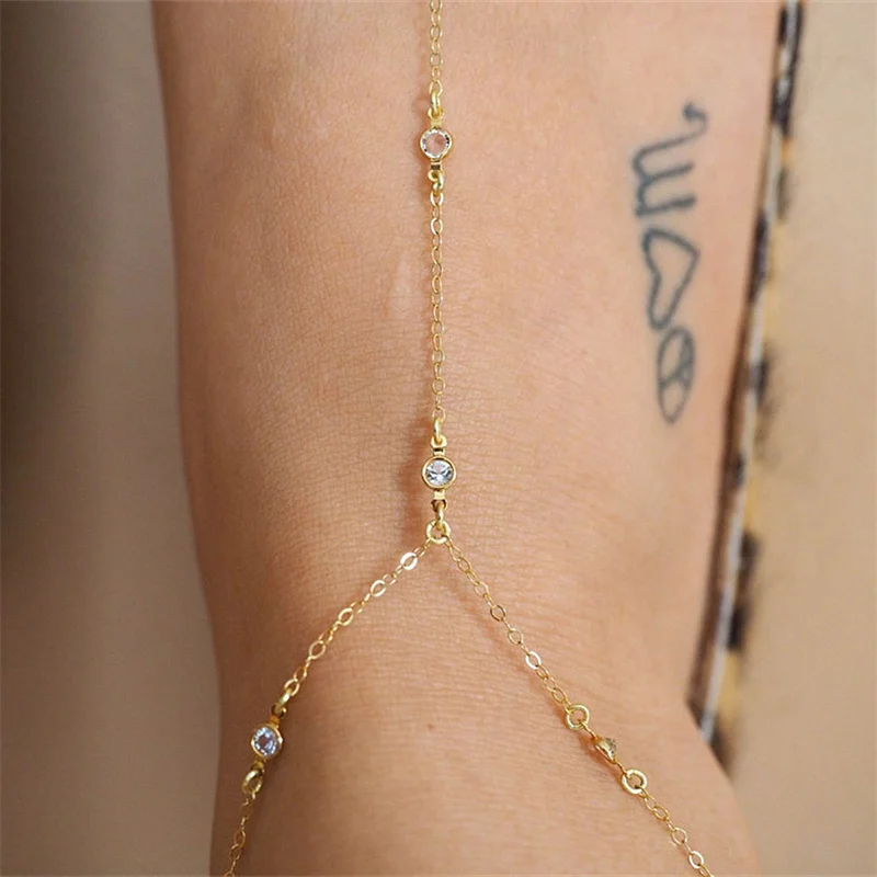 Fashion Rhinestone Thin Chain Anklets For Women Vintage Gold Silver Color Ankle Bracelet Boho Beach Jewelry Summer Accessories For ankle chains,silver anklet bracelet,beads anklet,fashion accessories,cubic zirconia anklet