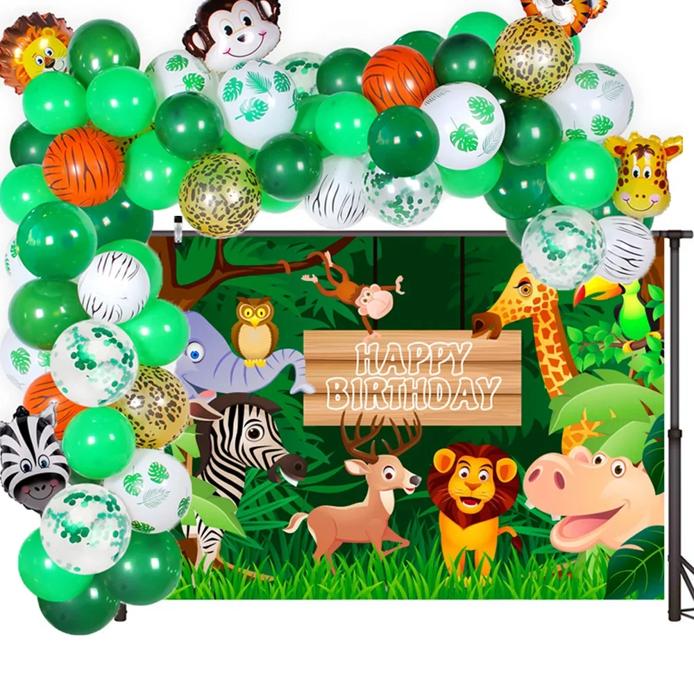 

Animal Jungle Safari Party Balloons for Kids Birthday Theme Party Balloons Jungle Birthday Party Globos FENGRISE Balloon