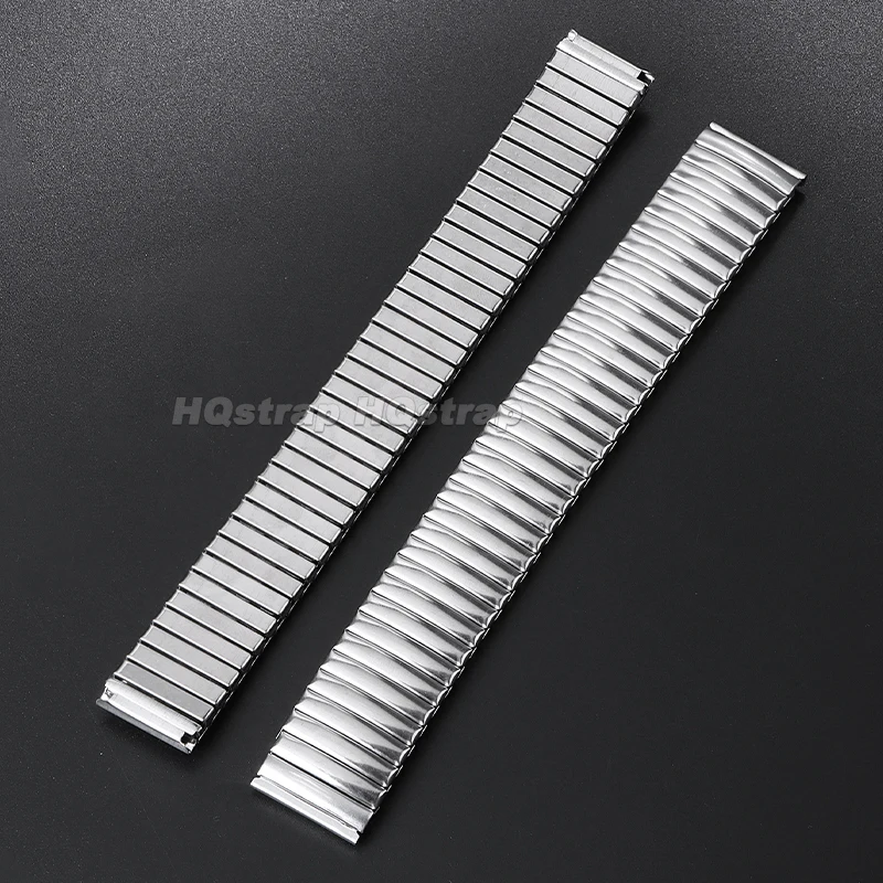 Vintage Stainless Steel Elastic Watchband - Metal Expansion Strap with Slip-On Design