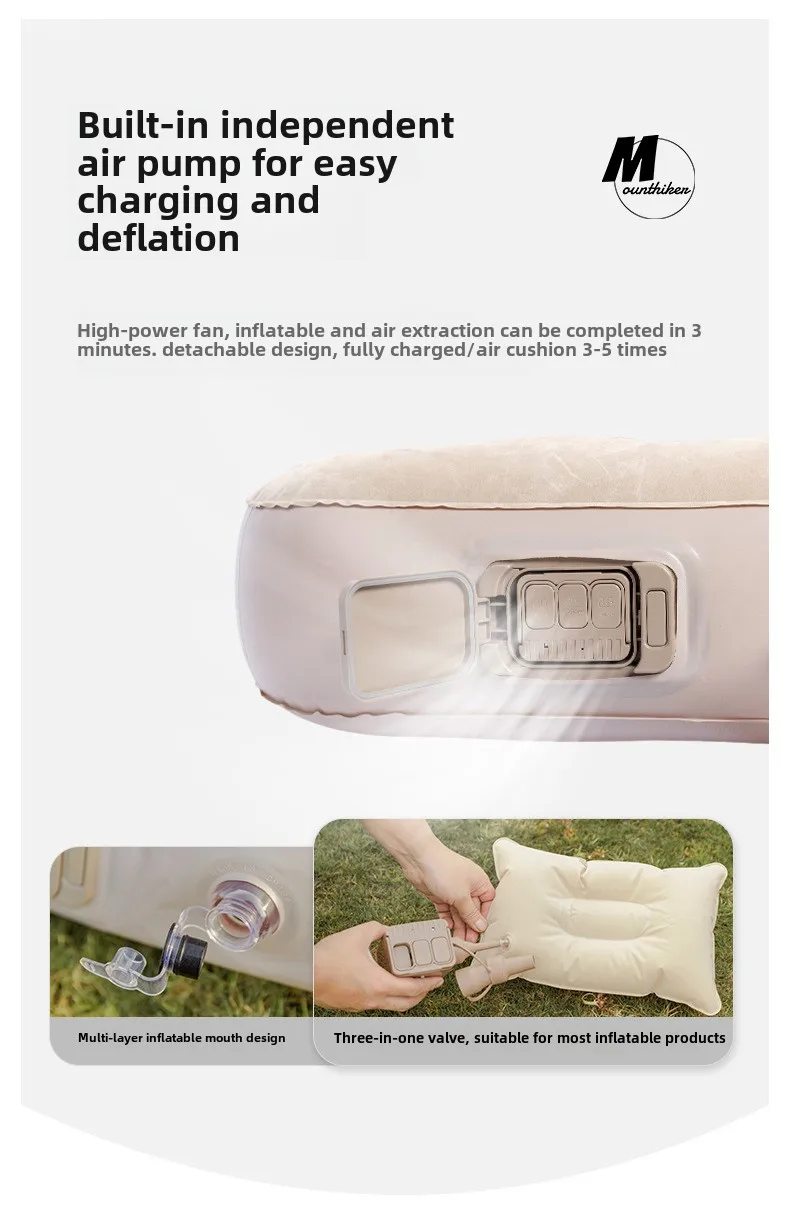 MOUNTAINHIKER Aufblasbares Bett für 1/3 Personen, Luftmatratze für Glamping, PVC-Schlafmatratze, Campingbettmatratze mit eingebauter Pumpe – Detail 19