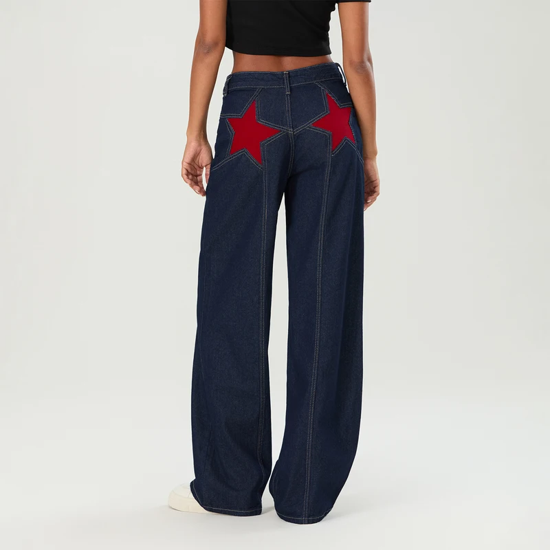 Women' Y2K Vintage Jeans Aesthetic Star Pa