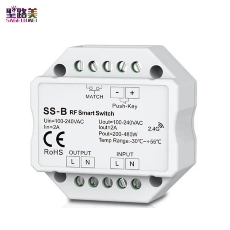 Ss-B(Wz) 1Ch * 1.5A Zigbee/Rf Push Switch Ss-B(Wt) Wifi/Rf Push Switch Tuya App Ss-B 1.5A Rf + Push Switch Ac100-240V Smart Switch