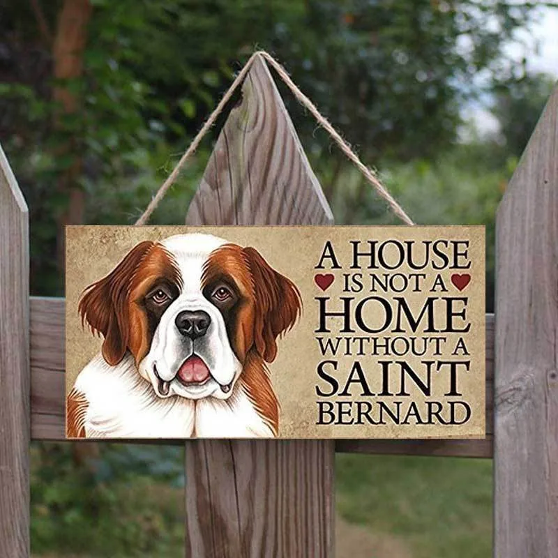 Wooden Dog Tag Plaque A House Is Not A Home Without German Shepherd Rectangle Cream Color  Hanging Board Gift for Pet Lovers