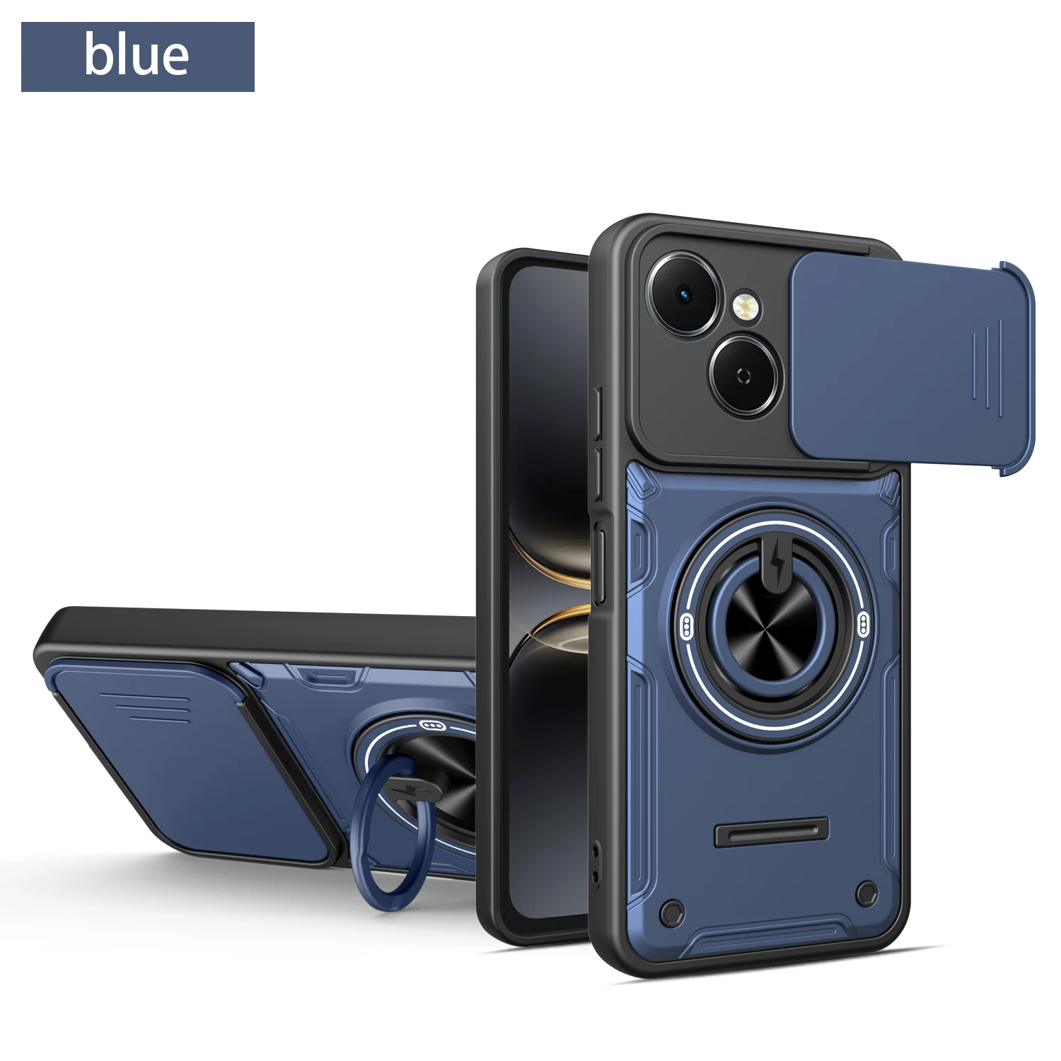 Enhanced Shockproof Phone Case with Slide Camera Protection and Magnetic Ring Stand