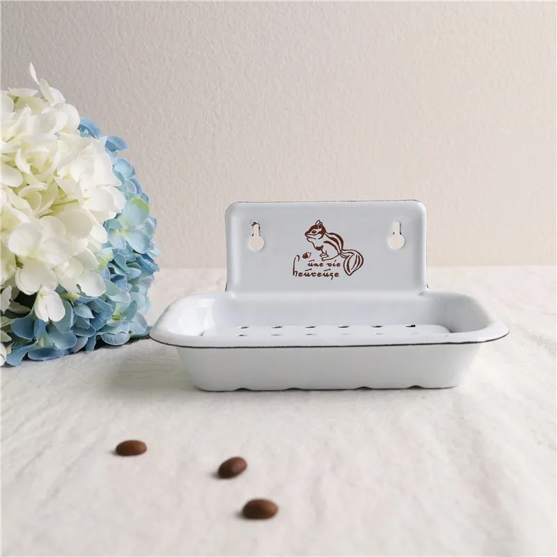 Enameled Squirrel Soap Di Wall Mounted Soap Holder Batoom Draining Soap Box Handmade Household Personal Cleaning Tool