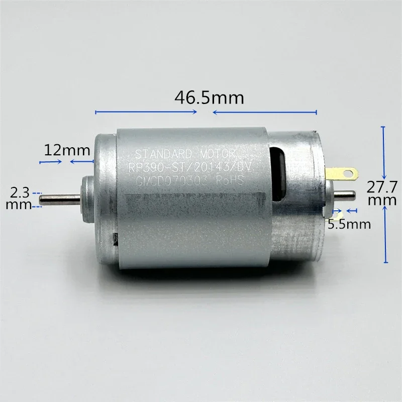 Padrão-motor de Escova de Carbono para Vassoura Robot Machine Alta Velocidade Grande Torque Eixo Duplo dc 12v- 24v 10250rpm Rp390-st20143