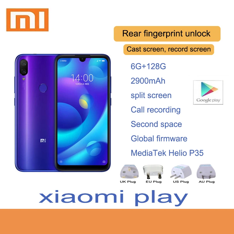 Celular Xiaomi Mi Play Smartphone Mediatek MT6765 Helio P35 Telephone Intelligent 1080 X 2280 Pixels | Мобильные телефоны и