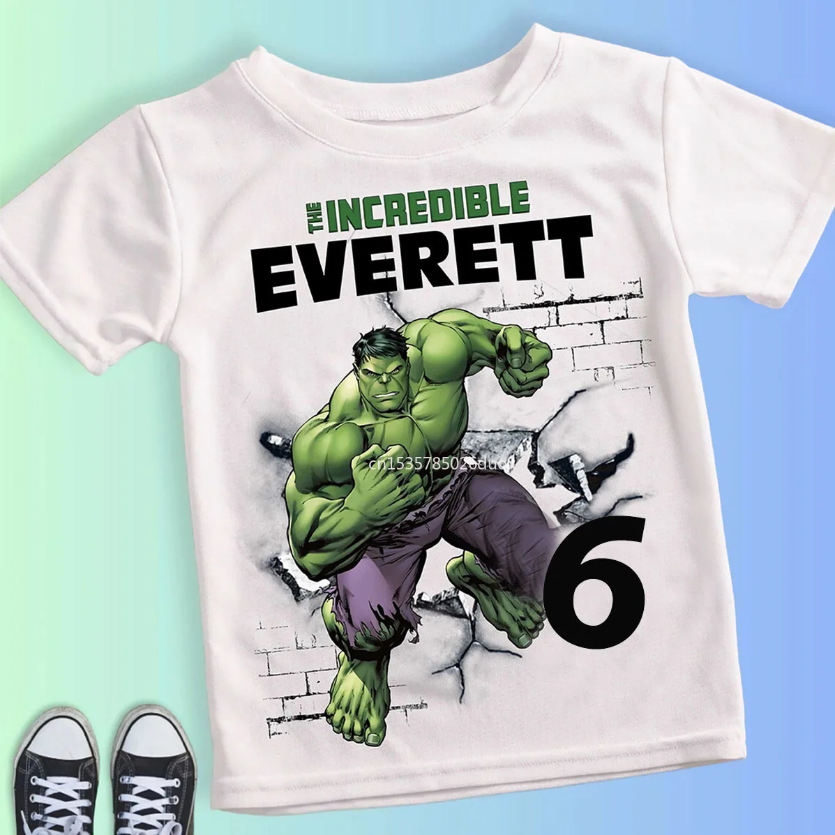 Boy Birthday Hulk Personalize Name Shirt Children 2 3 4 5 6 7 8 Years New Marvel Hulk Birthday Summer White Short Sleeve T-Shirt 4