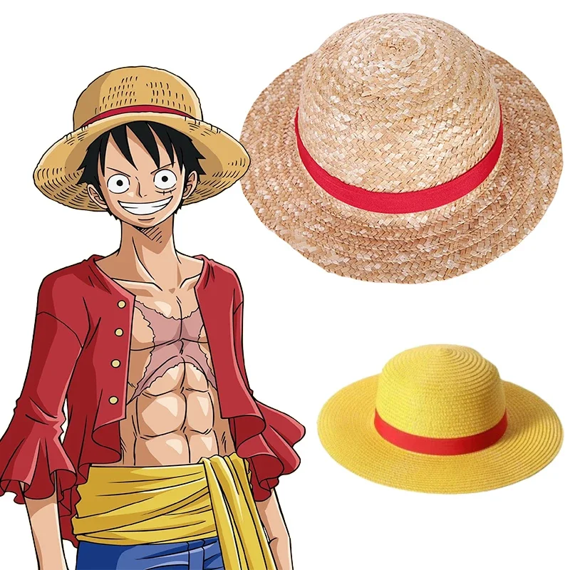 cosplay hats Anime One Piece Cosplay Straw Hat Prop Luffy Cap Role Play Stage Performance Accessories Adult Unisex Sunshade Hat