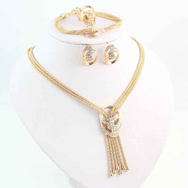 conjuntos de joias com pérolas última moda traje de casamento mulheres festa cor dourada colar pulseira brinco