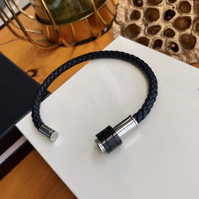 LJ2 MB Bracelet Black PU Leather Luxury Gift With Dust Bag