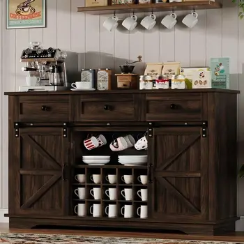 Farmhouse Coffee Bar with Sliding Barn Door 1