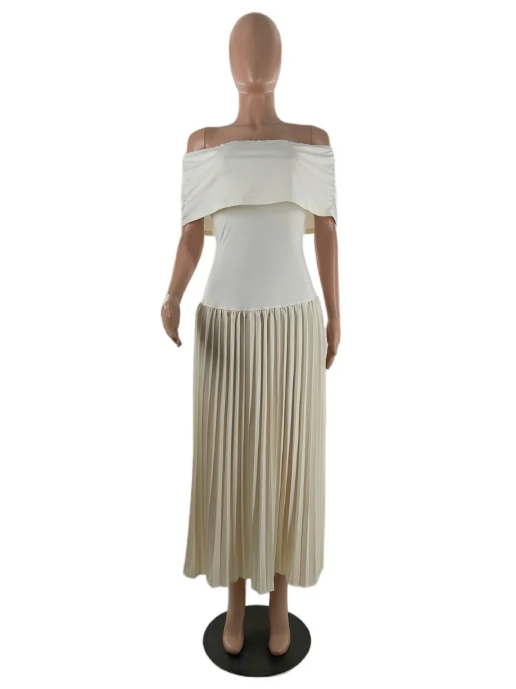 Wmstar Dress Women Wholesale The New Versatile One Shoulder Elegant Sexy Pleated French Beauty Spring Summer Autumn Winter