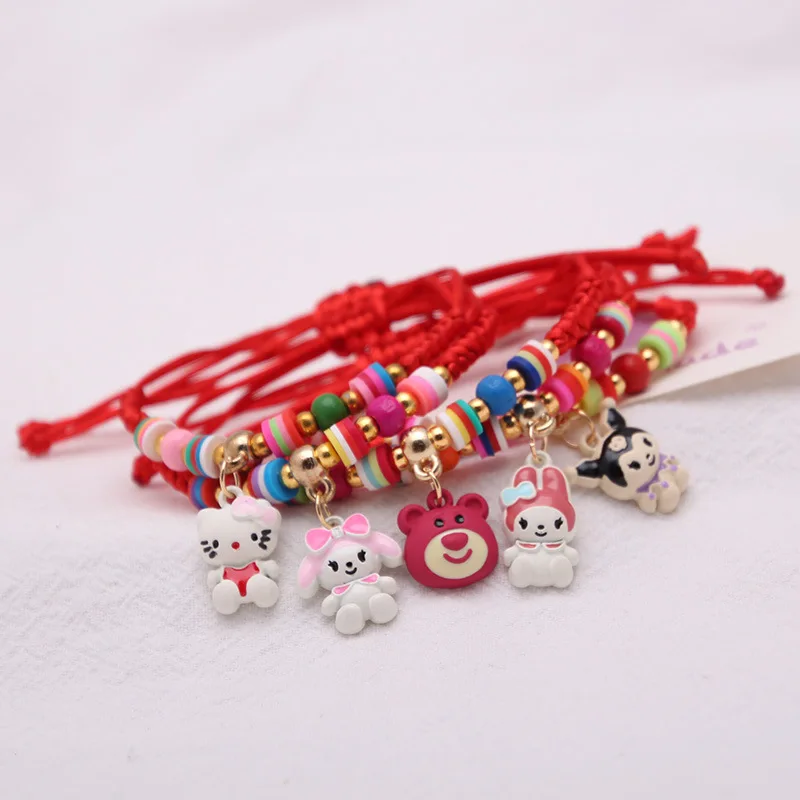 

Sanrio Bracelet Anime Figure Hello Kitty My Melody Cartoon Pendant Stitch Model Glass Wristband Accessories Gifts Christmas Toys