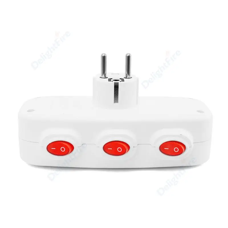 Electrical Socket EU Plug Extension Sockets With ON/OFF Switch 1 To 3 Way Universal Germany France Standard Wall Power Converter AC Outlet