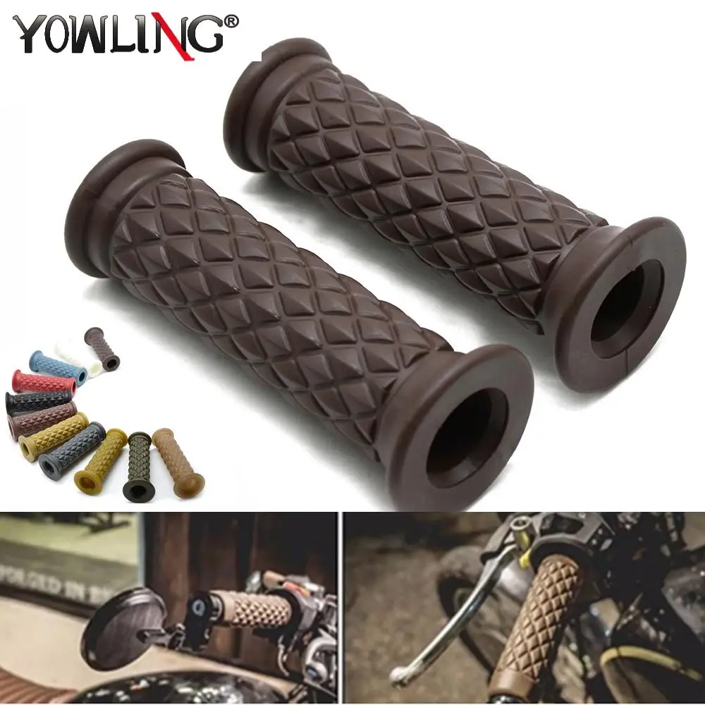 

Universal 7/8" & 1" Retro Rubber Handlebar Hand Grip For Honda Yamaha Suzuki Kawasaki Cafe Racer Bobber Custom