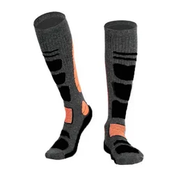 Merino Wool Thermal Compression Socks - Unisex Winter Warmth - L (EU 39 - 43) (Orange dark gray)