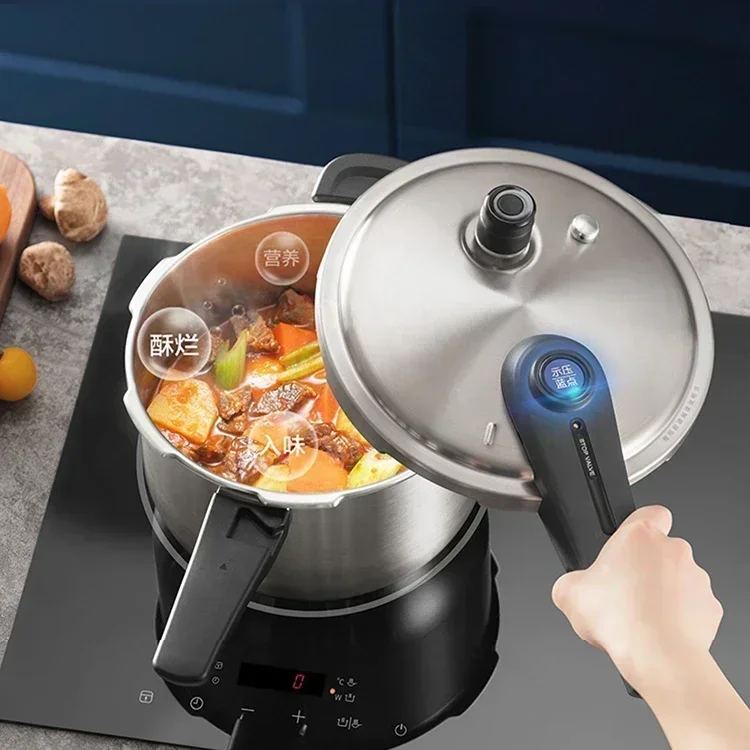 Household Stainless Steel Pressure Cooker-Gas/Induction Compatible. Universal Sealing Ring. Small & Explosion-Proof.