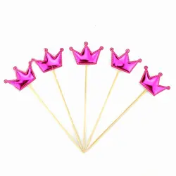 Elegant Crown Star Cake Toppers - Set of 5, Gold & Silver for Celebrations and Weddings (18)