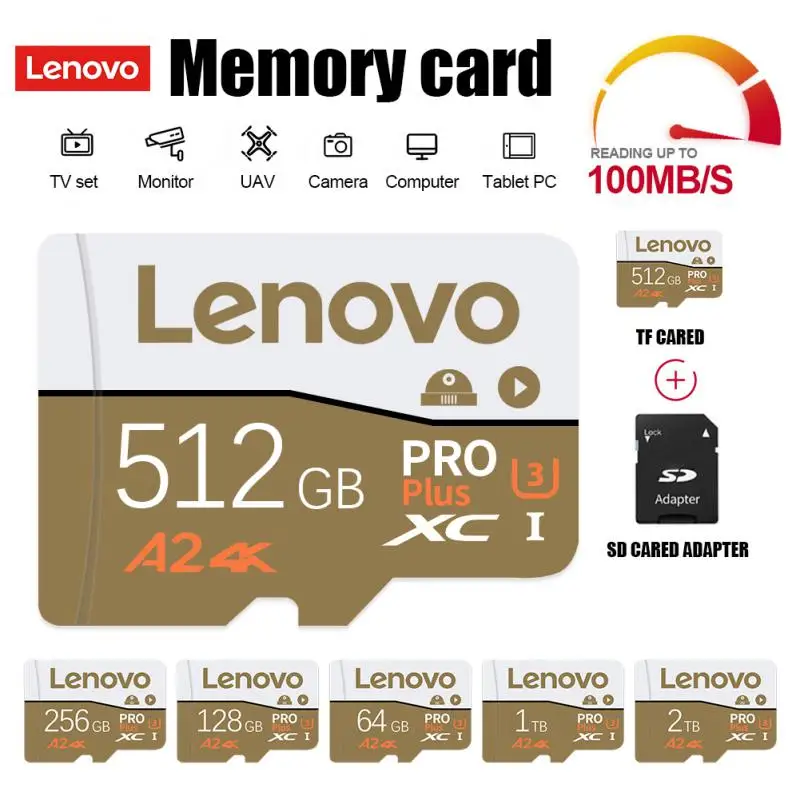 Lenovo Extreme Ssd 2Tb Flash Memory Card 128Gb 256Gb 512Gb Micro Tf/Sd Card 1Tb Cartao De Memoria Per Nintendo Switch/Steam Deck