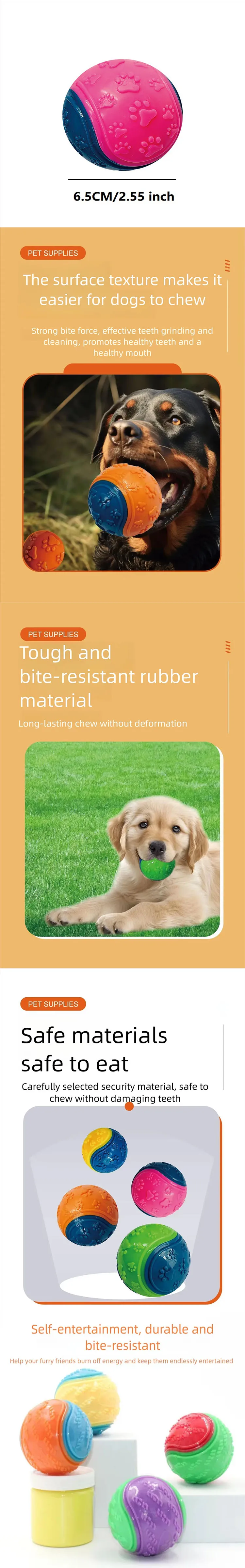 Interactive Squeaky Dog Ball For Teeth Cleaning And Playing_voghion.com