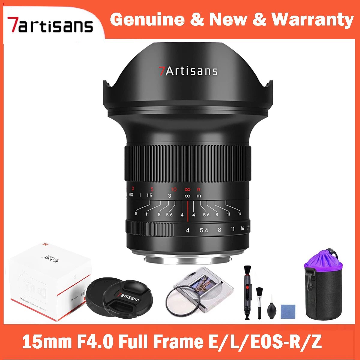 

7artisans 15 мм F4 ASPH Полнокадровый широкоугольный объектив для Nikon Z Z50 ZFC Leica SIGMA L SL Sony E FX3 A7S A9II Canon RF EOS-R