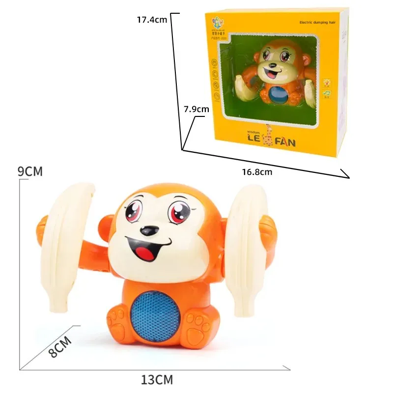 Electric Rolling Monkey Toy Street Stall Cartoon Flip Banana Sound Control Sensation Monkey Toy from China Origin Plush Toys