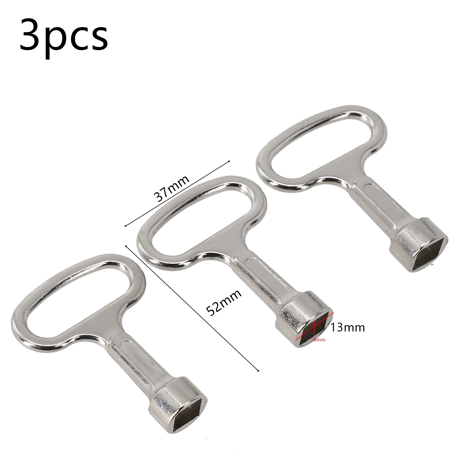 3pcs szögletes kulcs Ólomöntés Terrier csaptelep kulcs vize Tolattyú Menetfúró szögletes socken Sajátságos zár Ficam Ezüst- szögletes wrenches 8*8mm