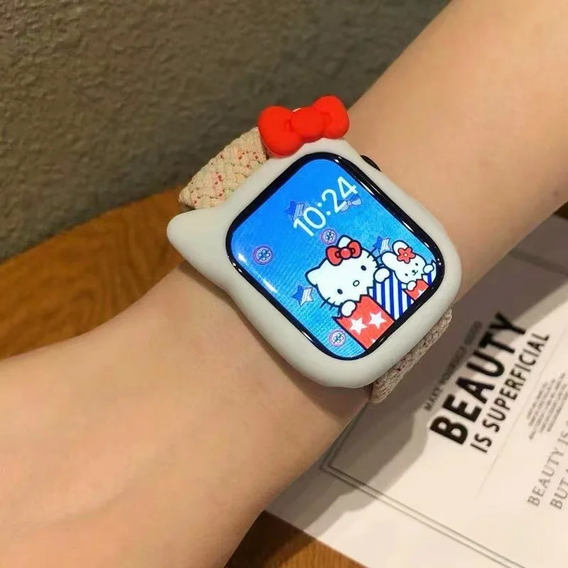 Hello Kitty Bowknot Cat Soft Silicone Cover Apple Watch Cover SE