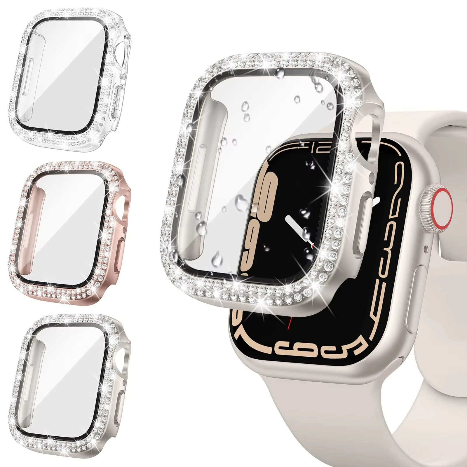 Luxury Bling Crystal Glass Watch Case with Screen Protector