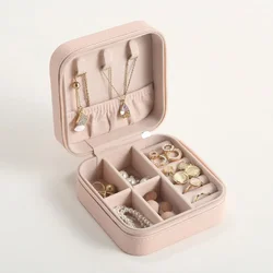 Portable Leather Jewelry Organizer and Display Case (Pink)