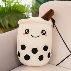 Strawberry Milk Tea Kawaii Plush Hug Cushion - Soft and Cute Bubble Tea Plushie Gift - 24cm (White)
