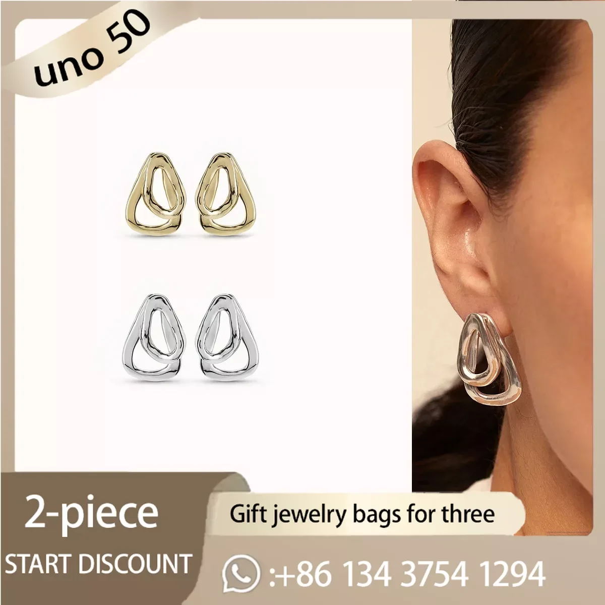 

2024 Classic UNO DE 50 Fashion Classic 925 Silver Earrings Niche Women Romantic Jewelry