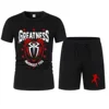 Men's Black Roman Reigns Levels Above T-Shirt Shorts Set Summer Short Sleeve Man Overiszed Suits 2024 New Fashion Clothing Sets 2