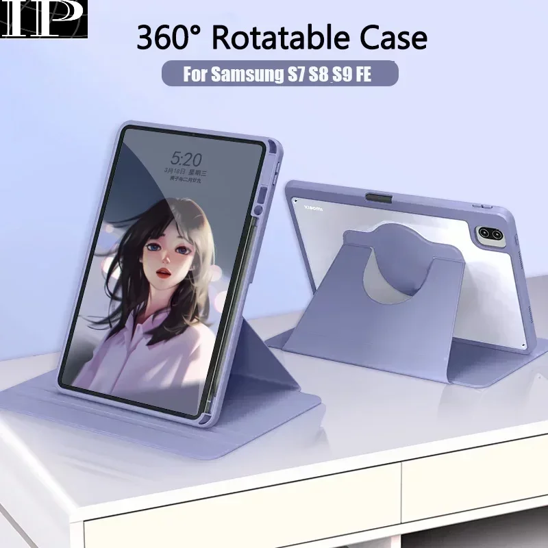 Per Samsung Galaxy Tab S9 Fe 10.9 S9 Fe Plus Custodia Da 12.4 "Con Slot Per Penna Rotazione 360 Per Samsung Tab S7 S8 S9 S7 Fe S8 Plus