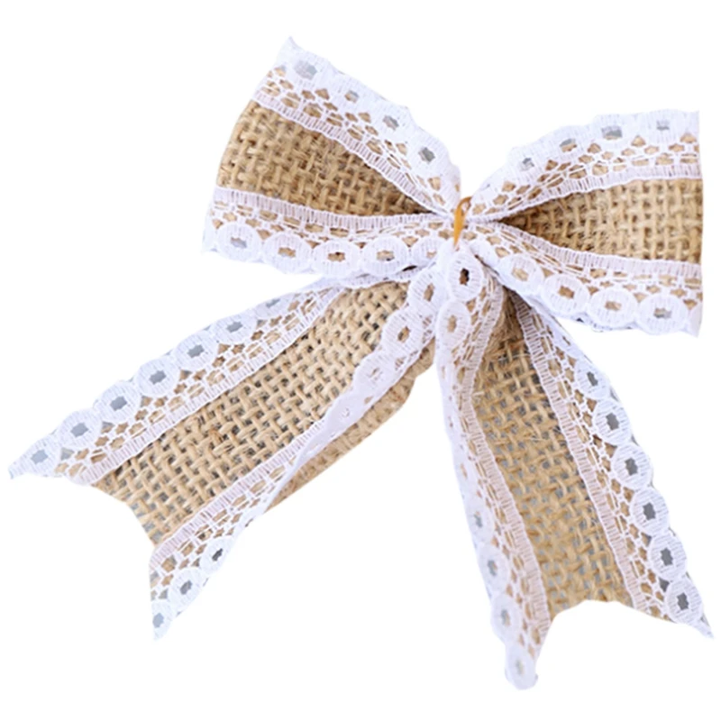BAAJ-30PCS DIY Packing Vintage Natural Jute Burlap Hessian Bows Ribbon Wedding Decoration Mariage Gift Box Wrapping Bowknot