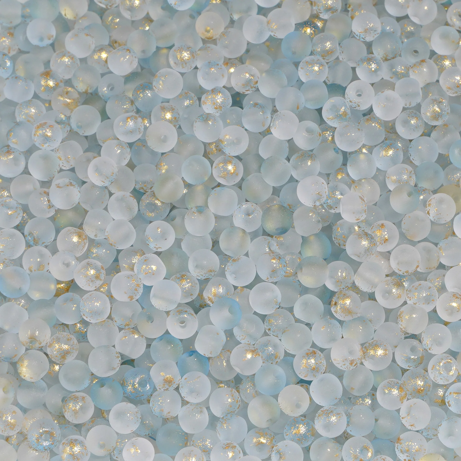 Premium Frosted Gold Splattered Glass Beads for DIY Jewelry - 100Pcs, 4mm