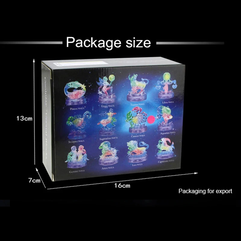 DIY 12 Constellation Puzzle LED Light 3D Crystal Puzzle Exquisite Gifts for Children and Adults Education Puzzle Creative Toys 6