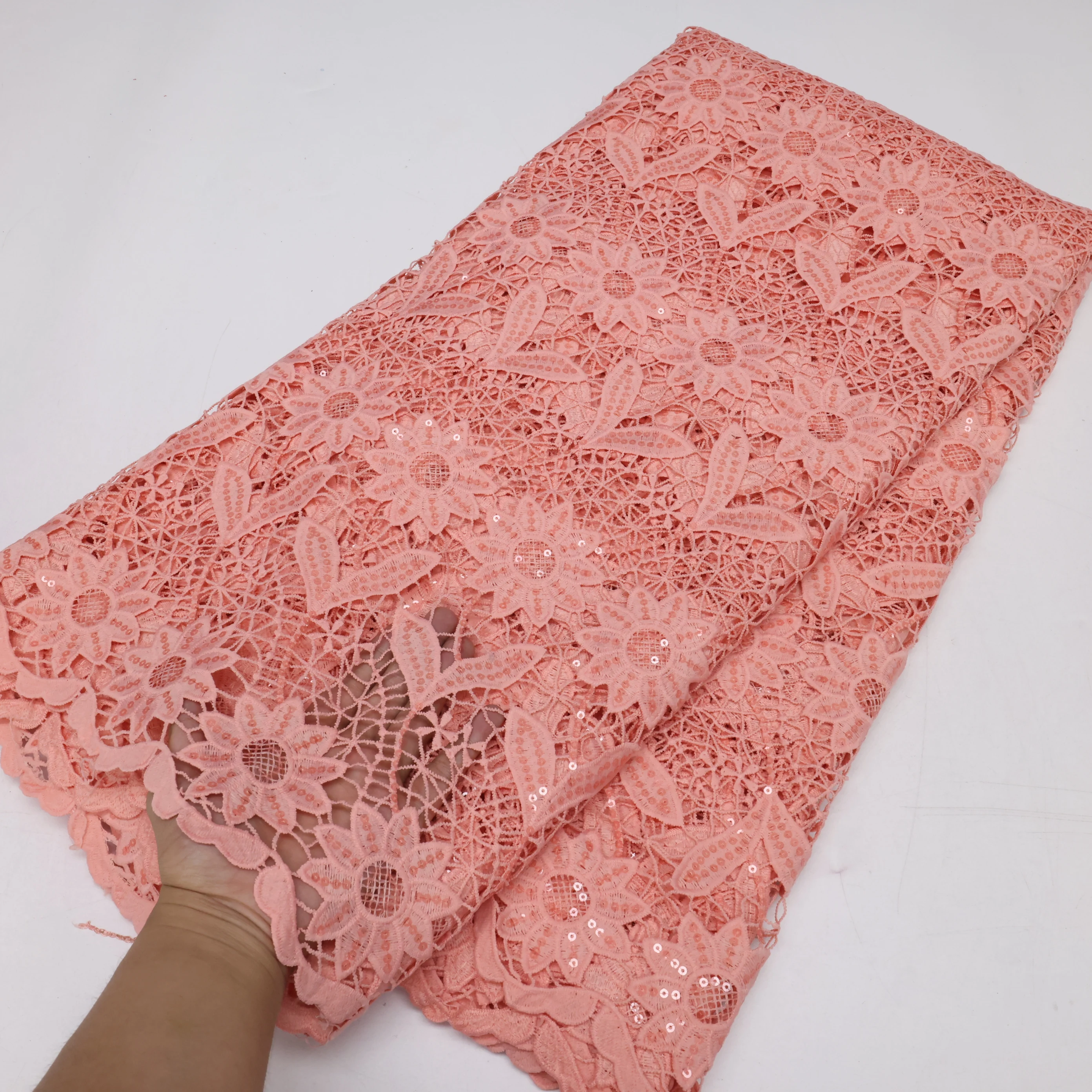 

French Embroidery Guipure Cord Lace Fabric High Quality Net Lace African Lace Fabric For Nigerian Wedding Party