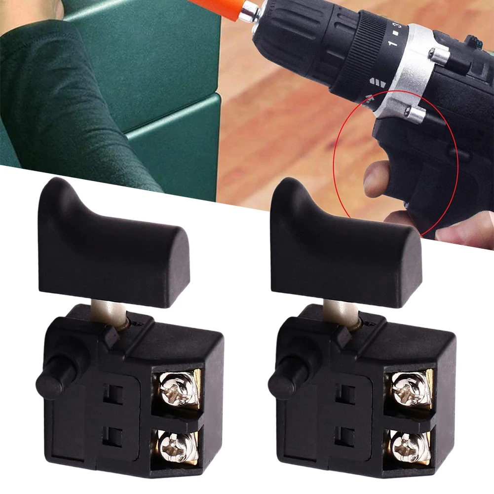 2pc Electric Drill Switch 250V 6A 0-50℃ Plastic For Cutting Machine Electric Planer Marble Machine Power Tool Accessories